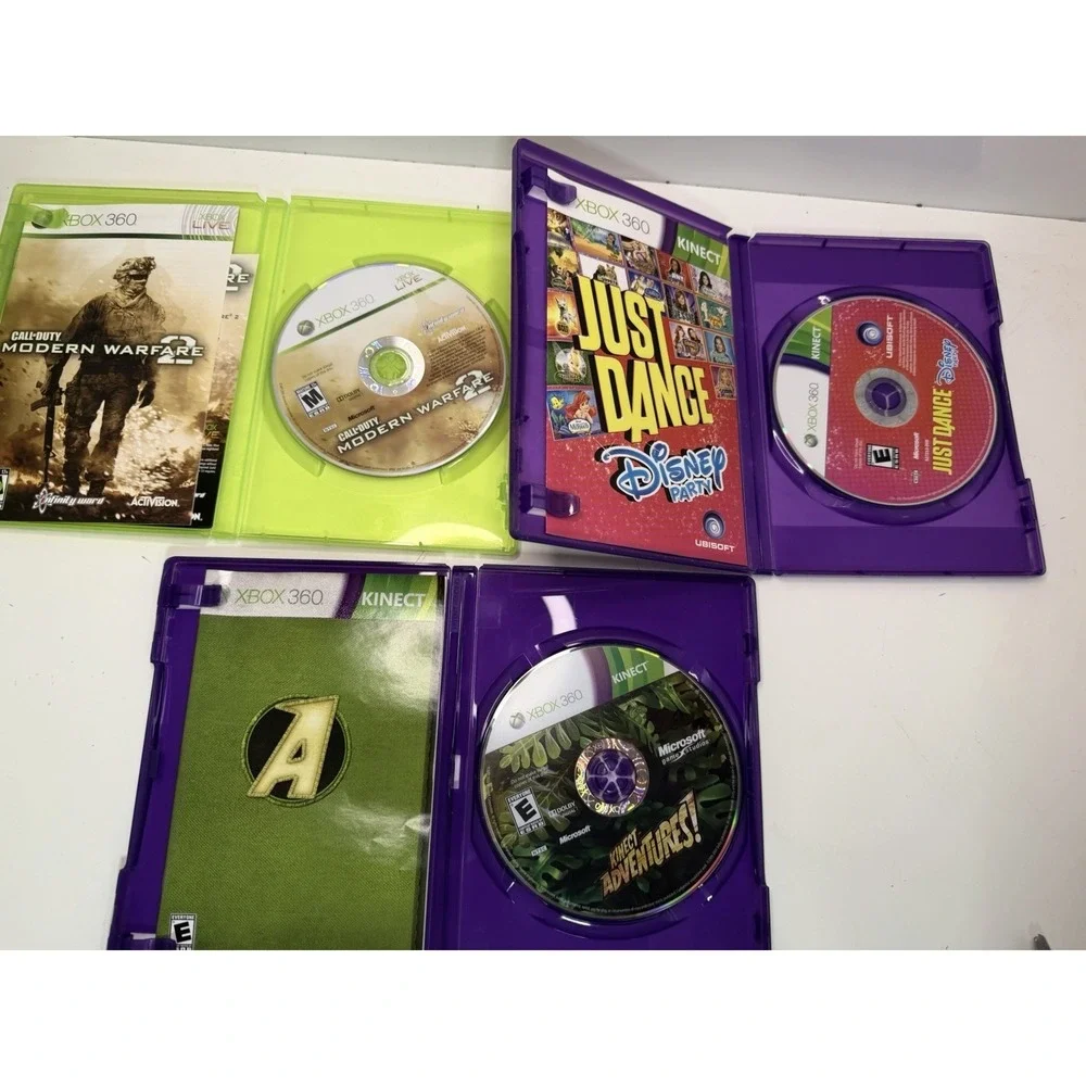 Lot of 3 Xbox 360 Games – Modern Warfare 2, Just Dance Disney, Kinect Adventures